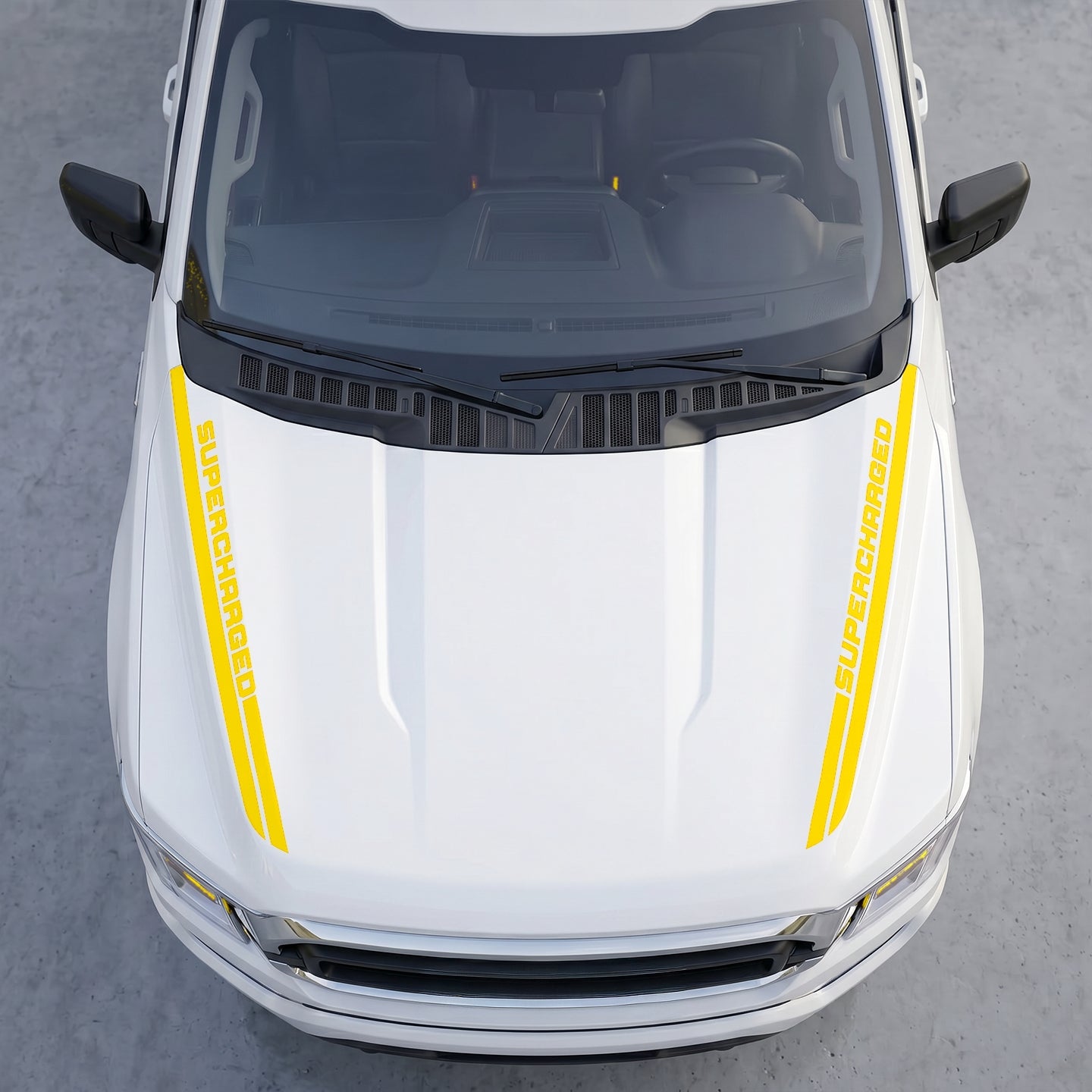 Hood Panel Decal/Sticker - Supercharged Edition  Hood Cowl Stripes – Dual Side Track Vinyl Decal Graphic Kit - For Ford F-150 F150 2015-2020 - Premium Vinyl