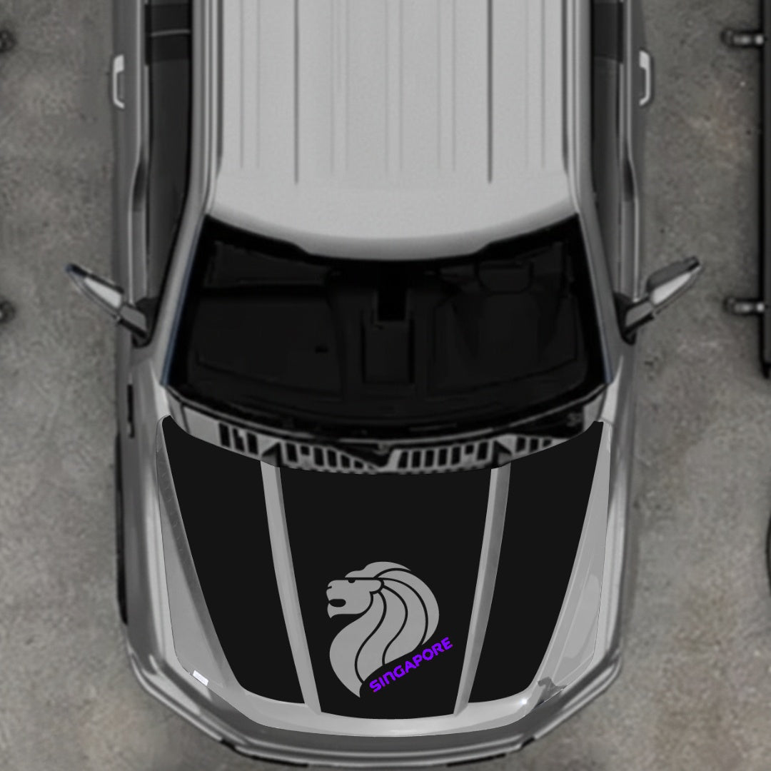 Hood Panel Decal/Sticker - Singapore - Cut Graphic Kit - For Ford F-150 2020-2026 - Premium Vinyl