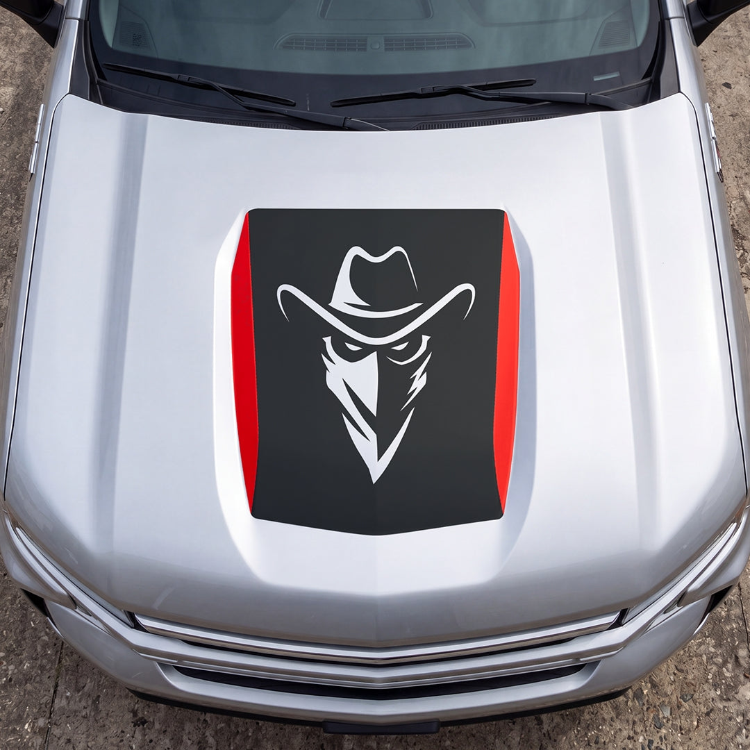 Hood Panel Decal/Sticker - Cowboy Bandit Graphic Decal Graphic Kit - For Chevrolet Silverado 2019-2024 - Premium Vinyl