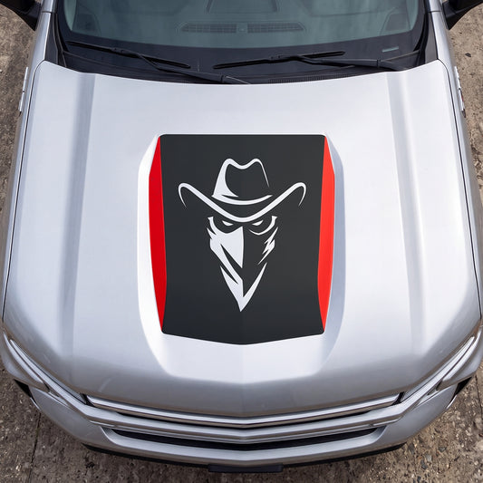 Hood Panel Decal/Sticker - Cowboy Bandit Graphic Decal Graphic Kit - For Chevrolet Silverado 2019-2024 - Premium Vinyl