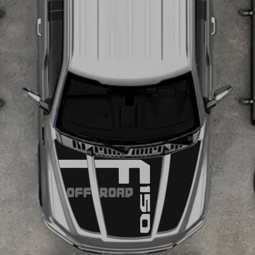 Hood Panel Decal/Sticker - Style 6 - Cut - Border Graphic Kit - For Ford F-150 2020-2026 - Premium Vinyl