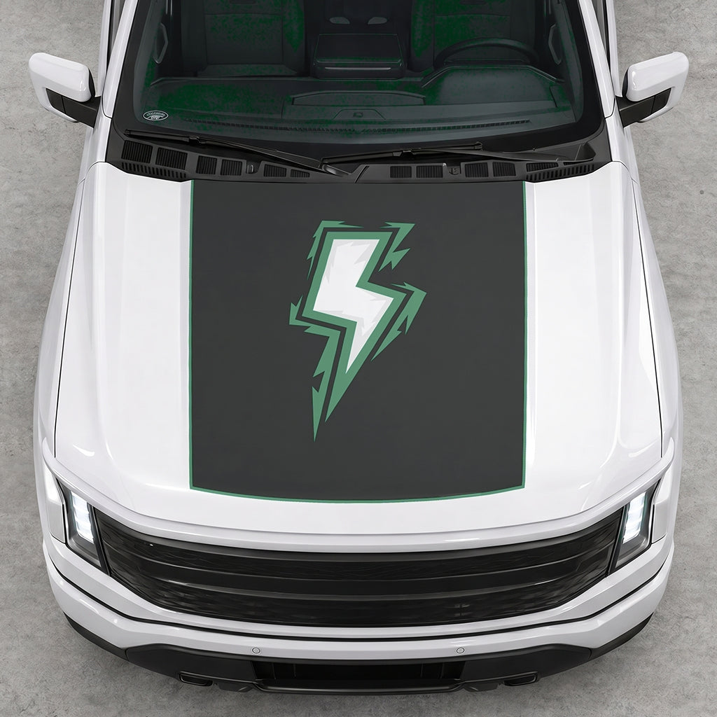 Hood Panel Decal/Sticker - Bordered Electric Graphic Decal Graphic Kit - For FORD F-150 2015-2020 - Premium Vinyl