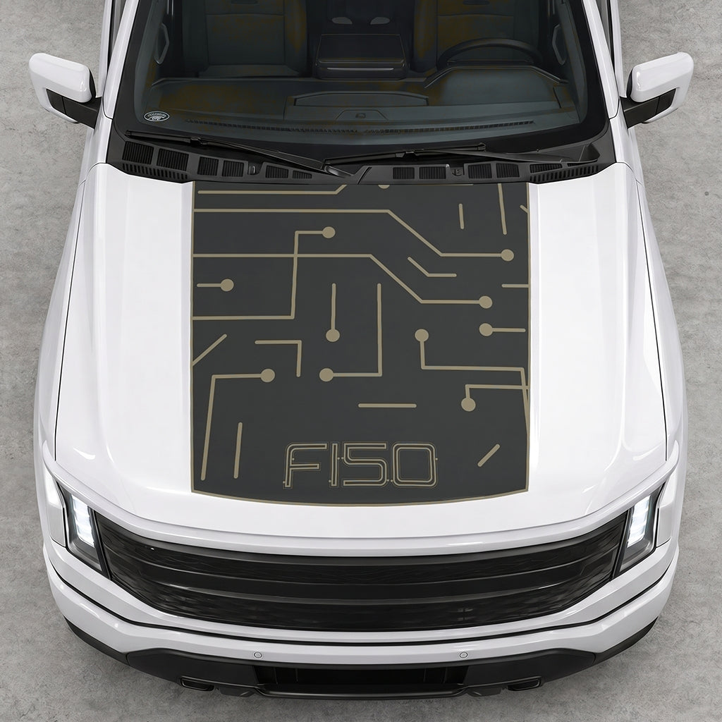 Hood Panel Decal/Sticker - Electric Circuit Graphic Decal Graphic Kit - For FORD F-150 2015-2020 - Premium Vinyl