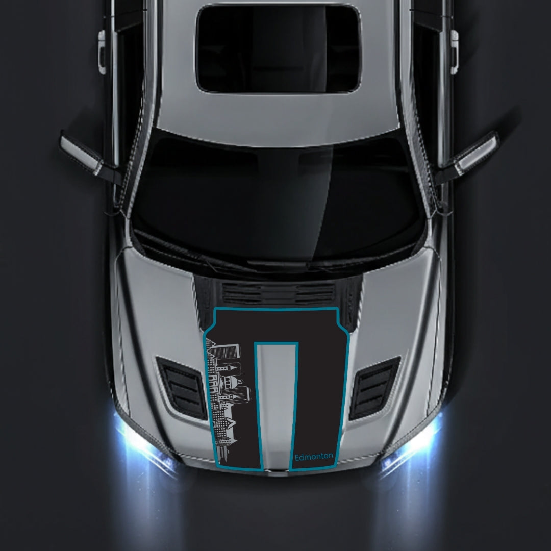 Performance Hood Panel Decal/Sticker - Edmonton Skyline - Cut - Border Graphic Kit - For Dodge RAM 1500 2019-2025 - Premium Vinyl
