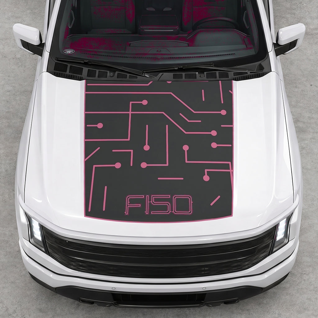 Hood Panel Decal/Sticker - Electric Circuit Graphic Decal Graphic Kit - For FORD F-150 2015-2020 - Premium Vinyl
