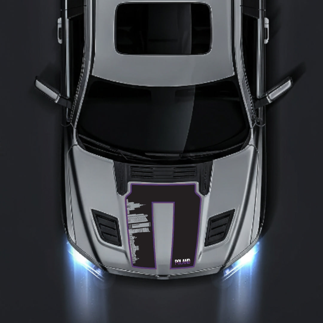 Hood Panel Decal/Sticker - Poland Skyline - Cut - Border Graphic Kit - For Dodge RAM 1500 2019-2025 - Premium Vinyl