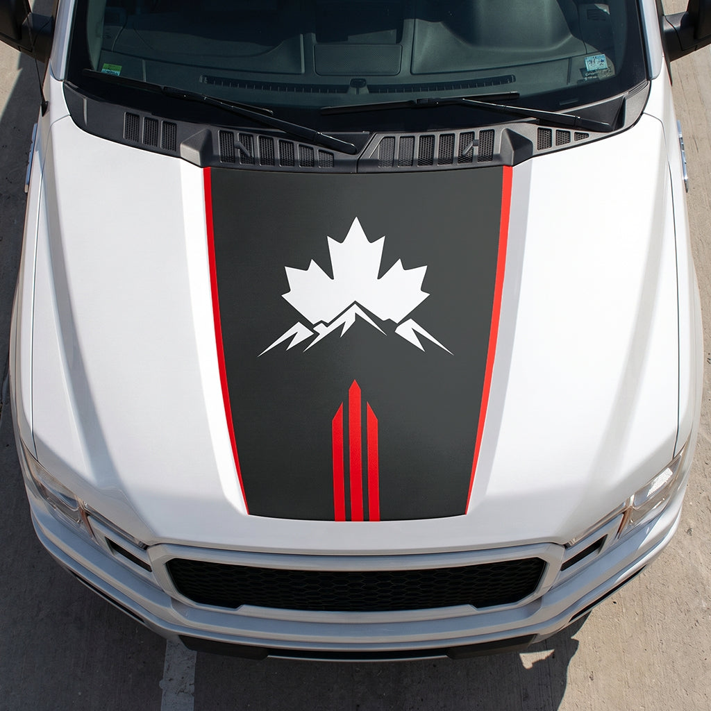 Hood Panel Decal/Sticker - Maple and Mountain Graphic Decal Graphic Kit - For Ford F-150 2015-2020 - Premium Vinyl