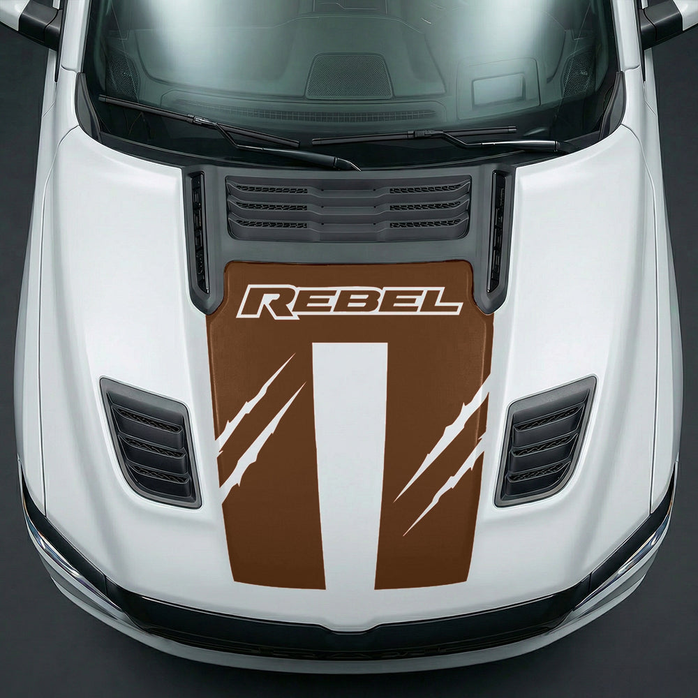 Hood Panel Decal/Sticker - Dodge RAM Rebel Claw Scratch U-Shape Stripe Graphic Kit - For Dodge Ram 2019-2025 - Premium Vinyl