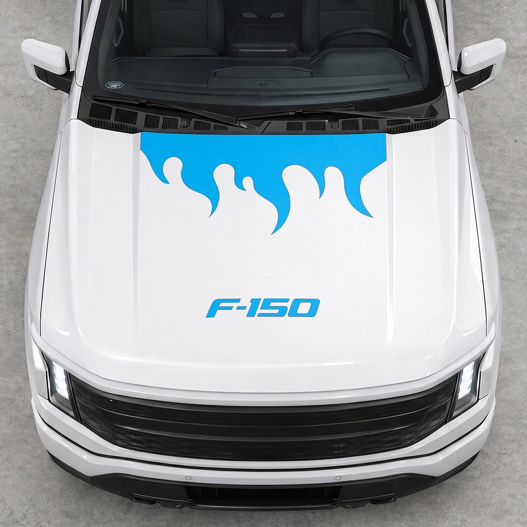 Hood Panel Decal/Sticker - Burning Flames Graphic Decal Graphic Kit - For Ford F-150 2015-2020 - Premium Vinyl