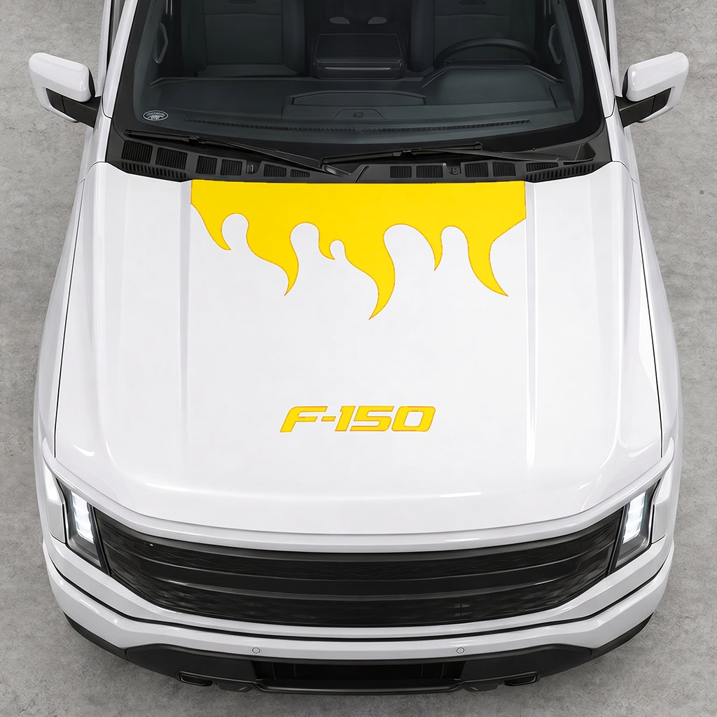 Hood Panel Decal/Sticker - Burning Flames Graphic Decal Graphic Kit - For Ford F-150 2015-2020 - Premium Vinyl