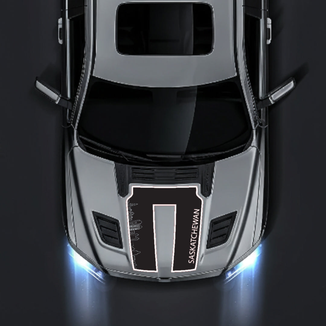 Hood Panel Decal/Sticker - Saskatchewan Skyline - Cut - Border Graphic Kit - For Dodge RAM 1500 2019-2025 - Premium Vinyl
