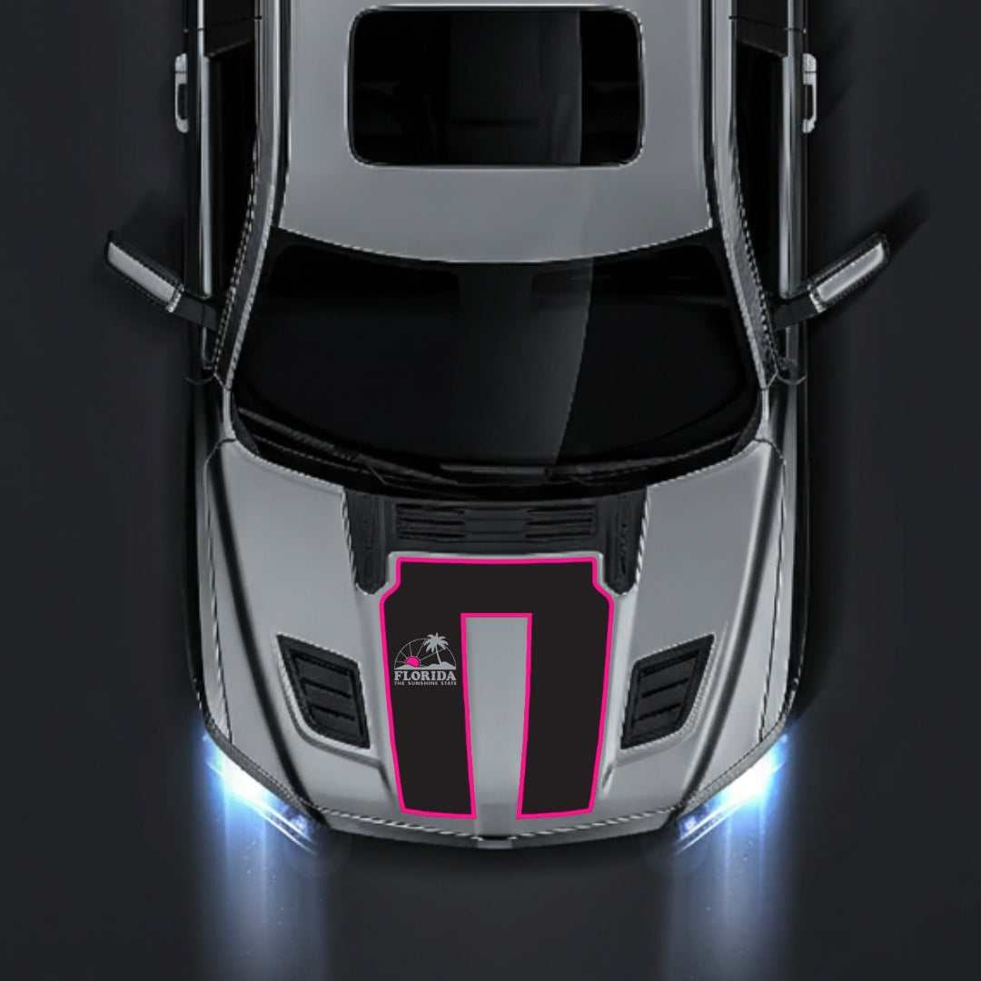 Hood Panel Decal/Sticker - Florida - Cut - Border Graphic Kit - For Dodge RAM 1500 2019-2025 - Premium Vinyl