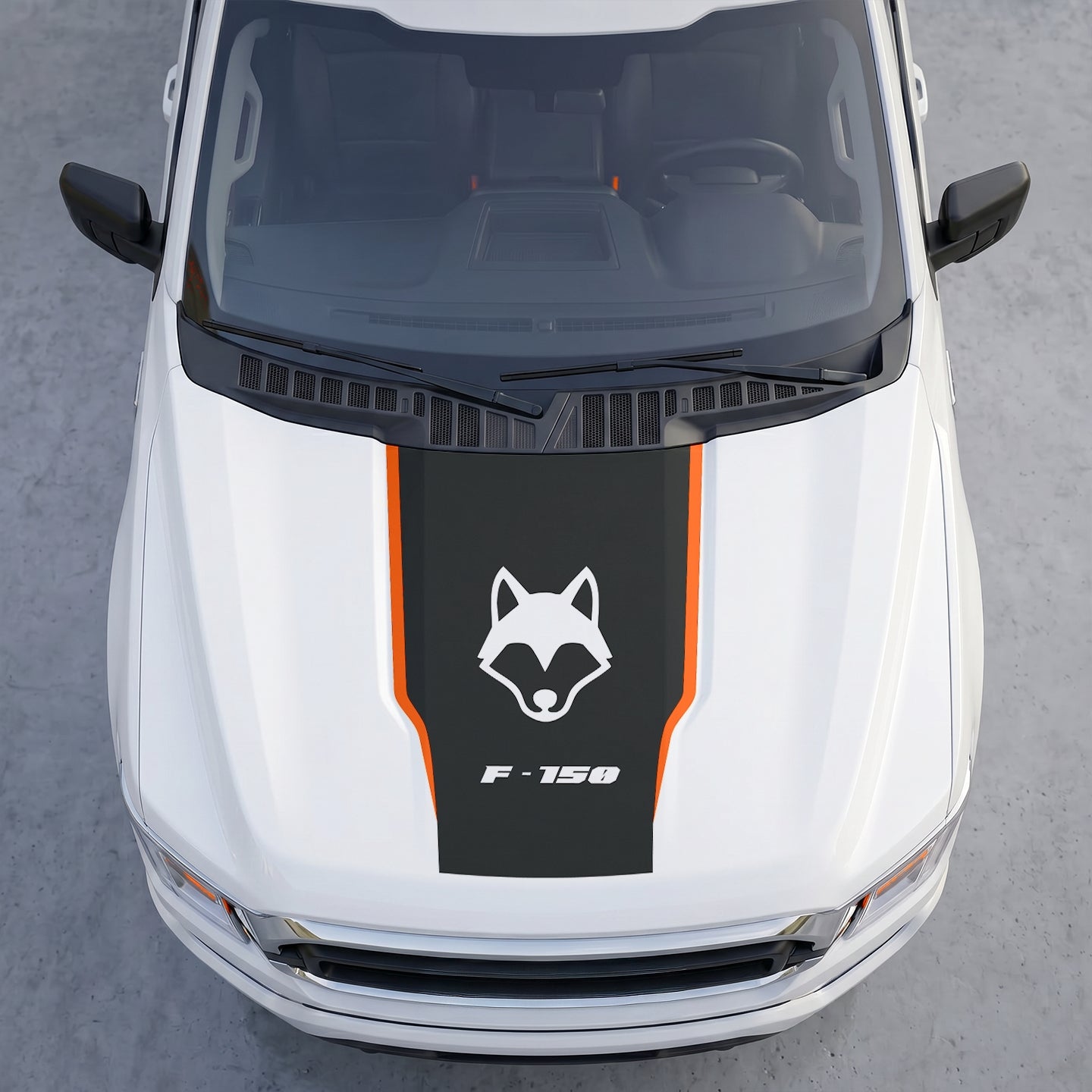 Hood Panel Decal/Sticker - Coyote Wolf Head Hood Decal Wrap – Matte Black Hood Accent Graphic Vinyl Sticker Graphic Kit - For Ford F-150 F150 2015-2020 - Premium Vinyl