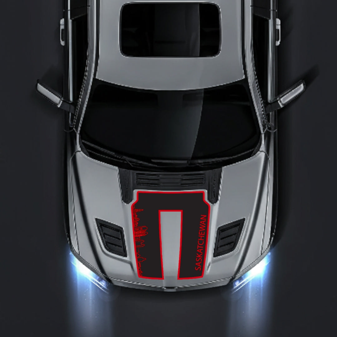 Performance Hood Panel Decal/Sticker - Saskatchewan Skyline - Border Graphic Kit - For Dodge RAM 1500 2019-2025 - Premium Vinyl