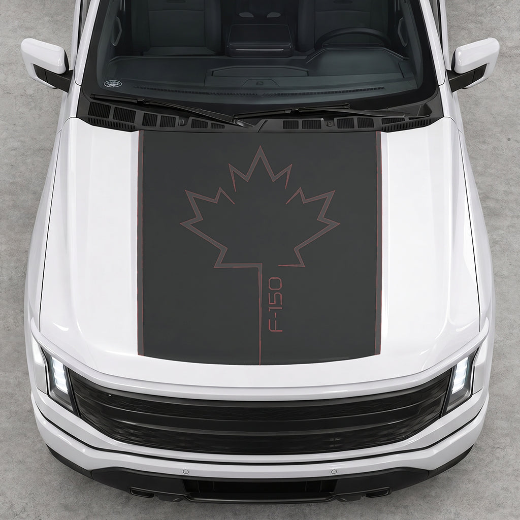 Hood Panel Decal/Sticker - Canada Leaf Graphic Decal Graphic Kit - For Ford F-150 2015-2020 - Premium Vinyl