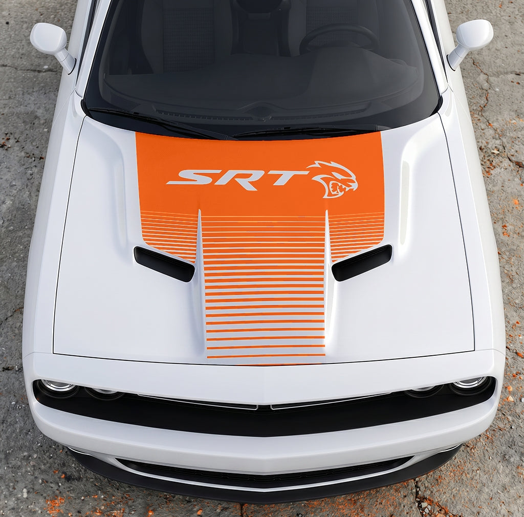 Hood Panel Decal/Sticker - Dodge Challenger SRT Hellcat Edition - Speed Fade Gradient Graphic Kit - For Dodge Challenger 2015-2024 - Premium Vinyl