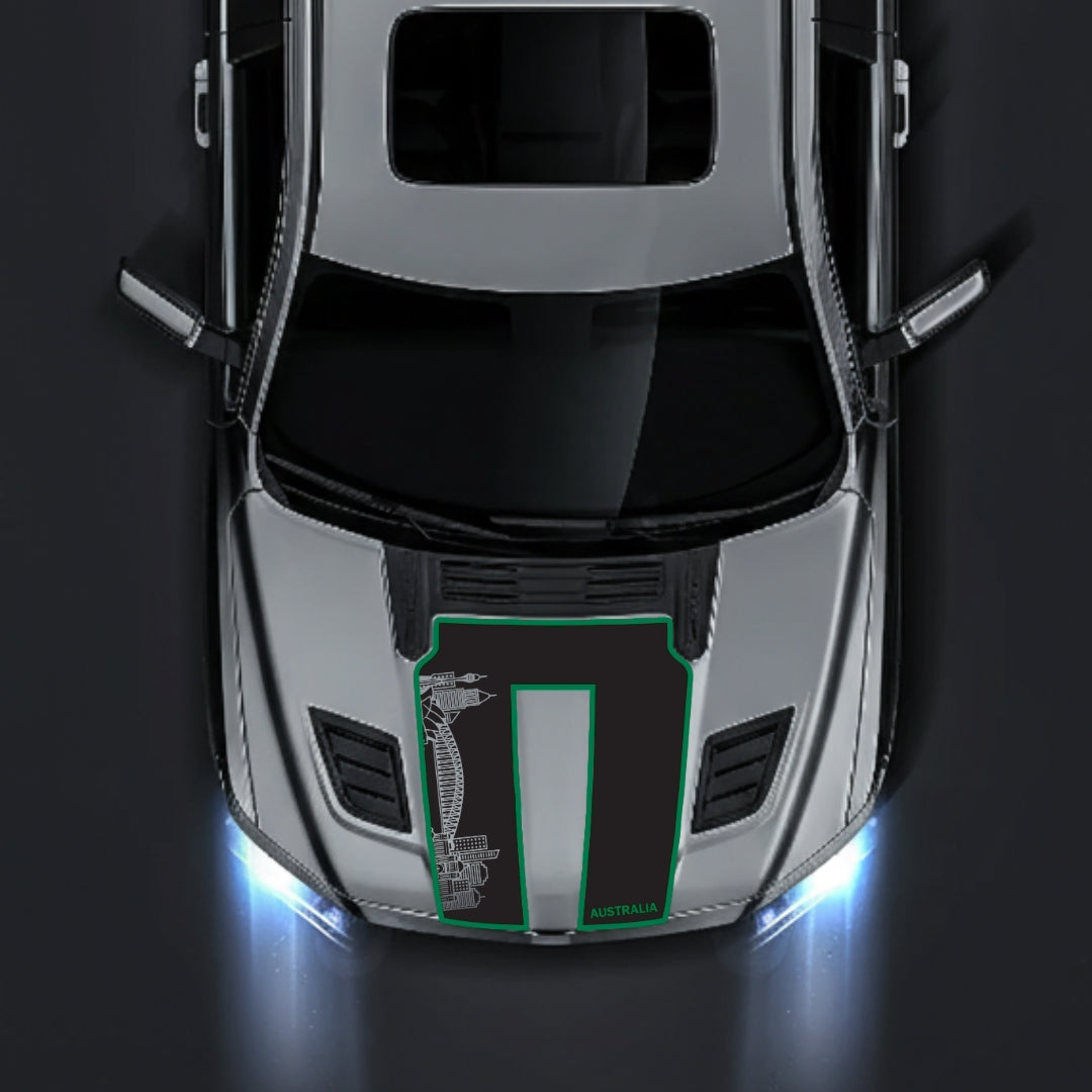 Performance Hood Panel Decal/Sticker - Australia Skyline - Cut - Border Graphic Kit - For Dodge RAM 1500 2019-2025 - Premium Vinyl