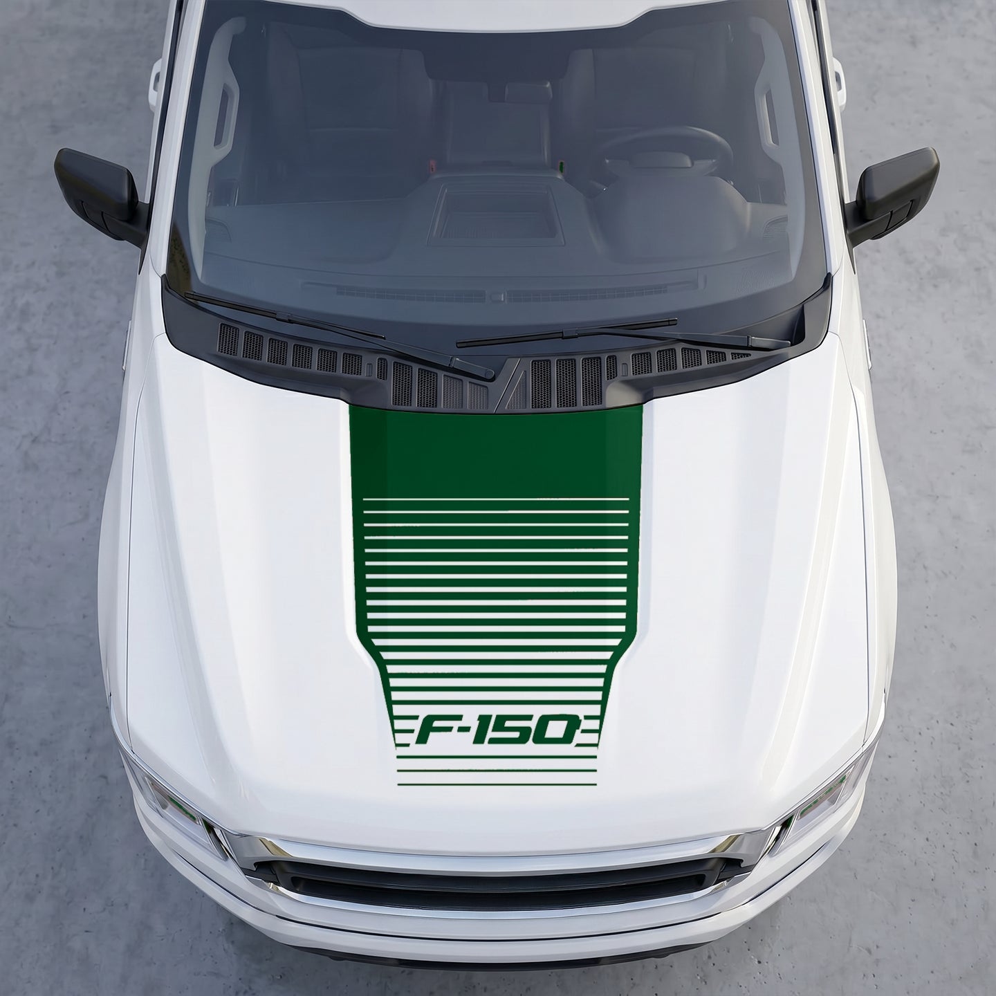 Hood Panel Decal/Sticker - Speedline Fade Hood Decal Wrap – Solid Center Shield with Horizontal Louver Stripe Grille Graphic Kit - For Ford F-150 F150 2015-2020 - Premium Vinyl