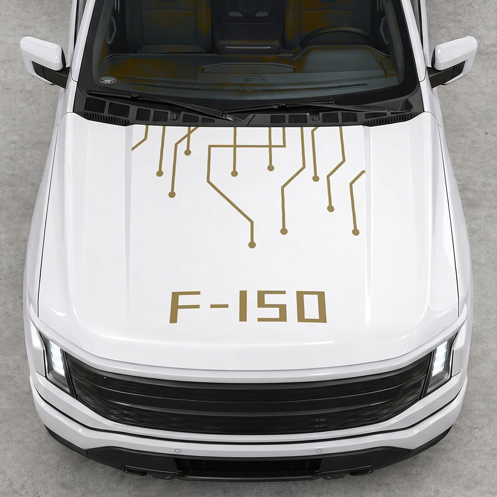Hood Panel Decal/Sticker - Cut F150 Electric Circuit Graphic Decal Graphic Kit - For FORD F-150 2015-2020 - Premium Vinyl