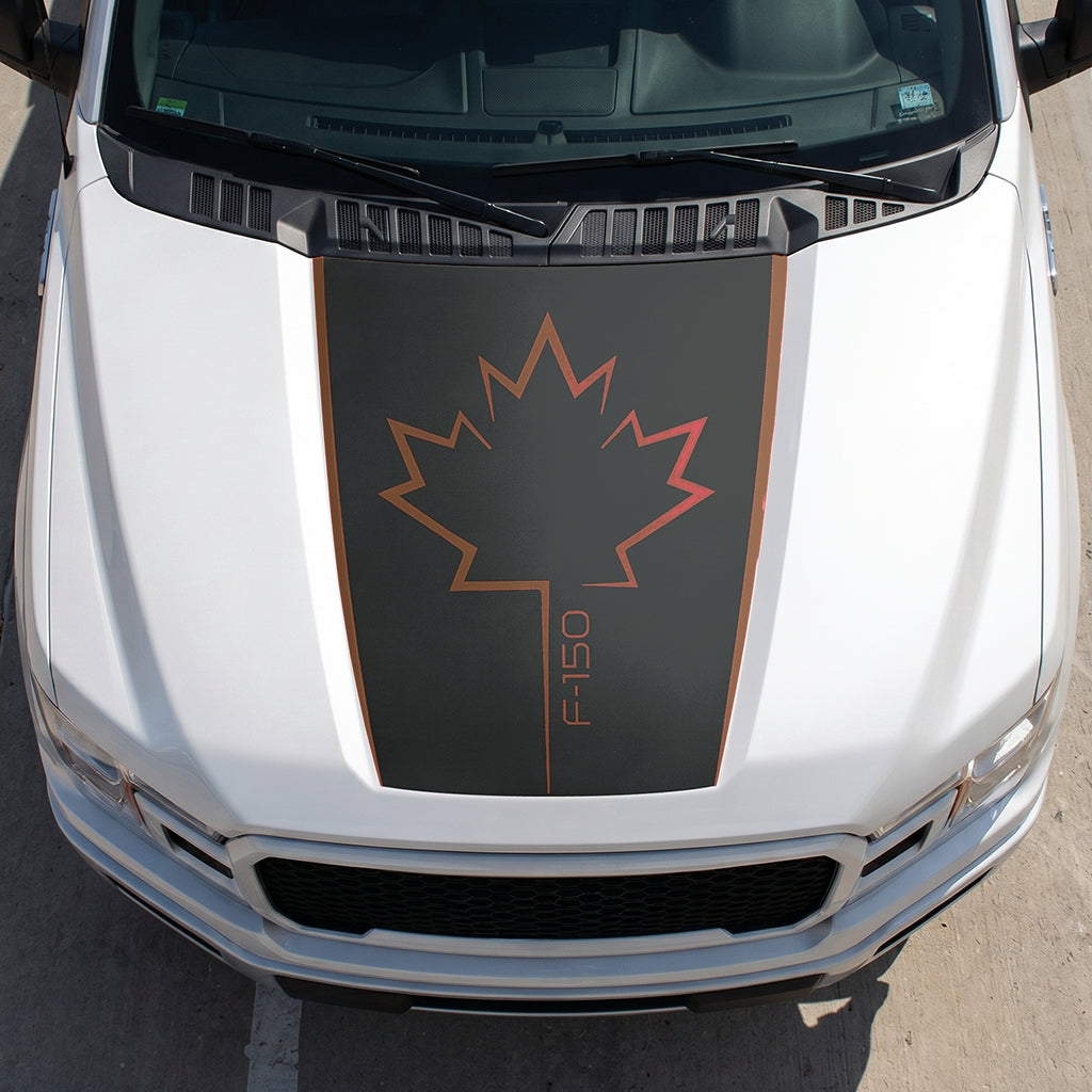 Hood Panel Decal/Sticker - Canada Leaf Graphic Decal Graphic Kit - For Ford F-150 2015-2020 - Premium Vinyl