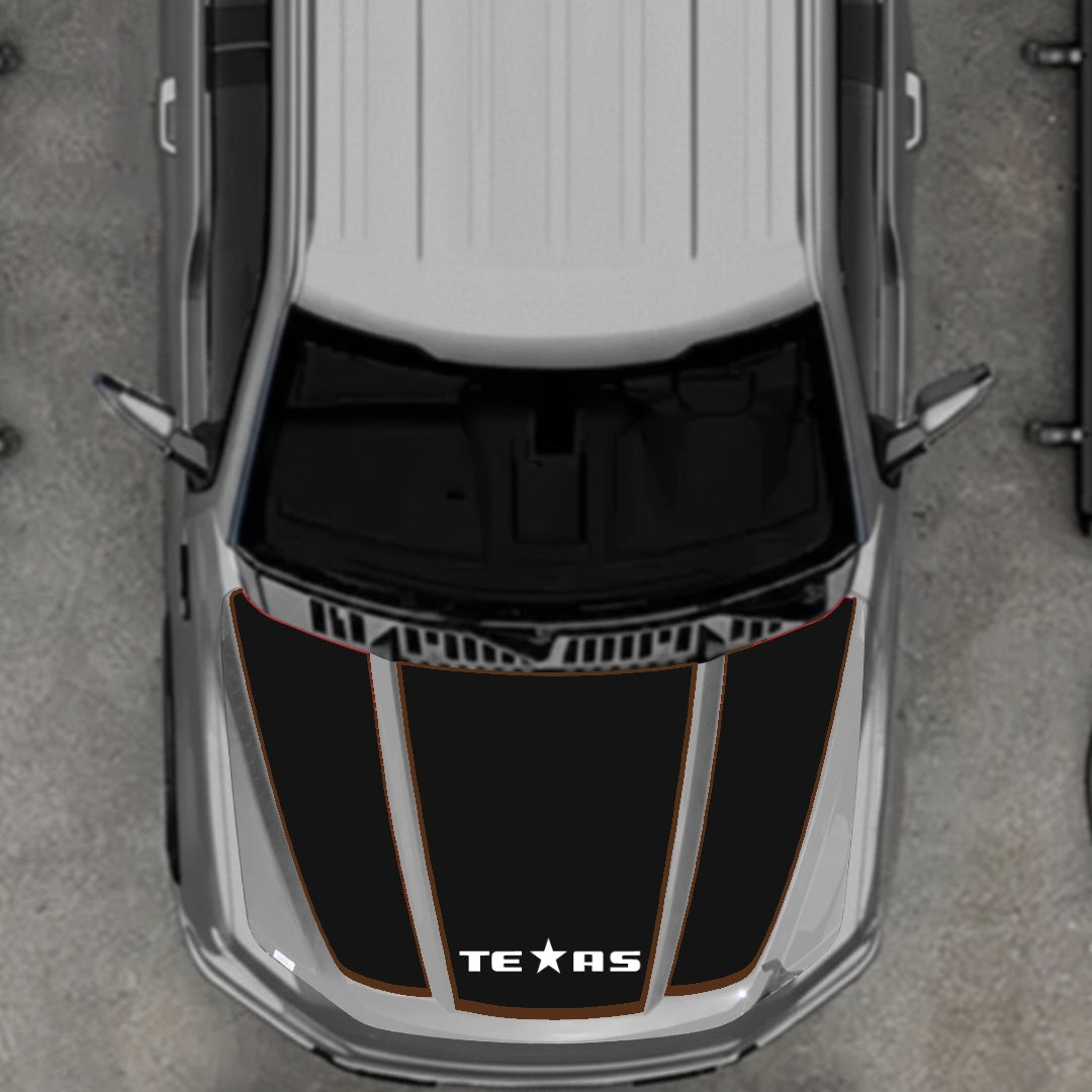 Hood Panel Decal/Sticker - Texas - Cut - Border Graphic Kit - For Ford F-150 2020-2026 - Premium Vinyl