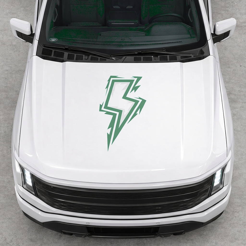 Hood Panel Decal/Sticker - Cut Bordered Electric Graphic Decal Graphic Kit - For FORD F-150 2015-2020 - Premium Vinyl