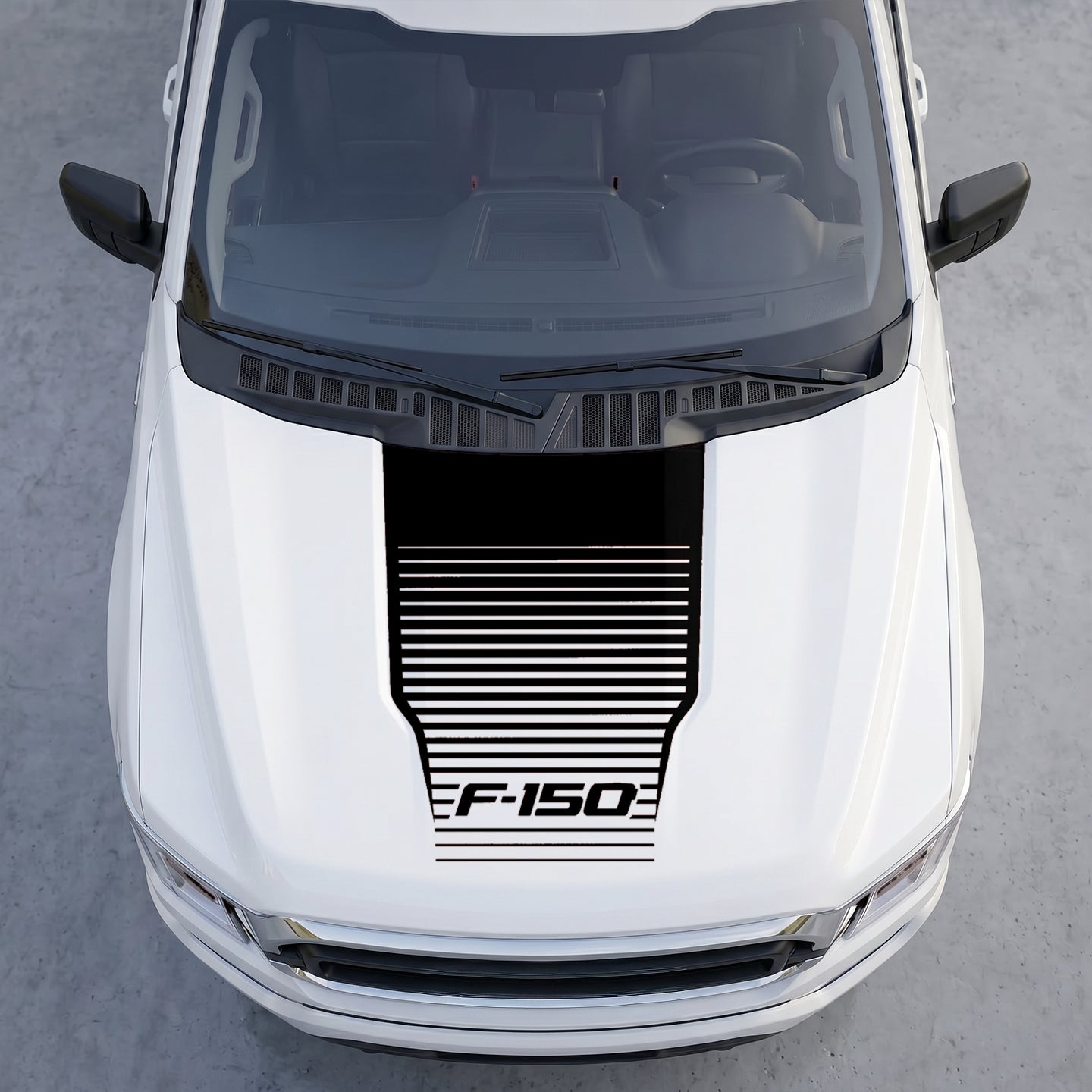 Hood Panel Decal/Sticker - Speedline Fade Hood Decal Wrap – Solid Center Shield with Horizontal Louver Stripe Grille Graphic Kit - For Ford F-150 F150 2015-2020 - Premium Vinyl
