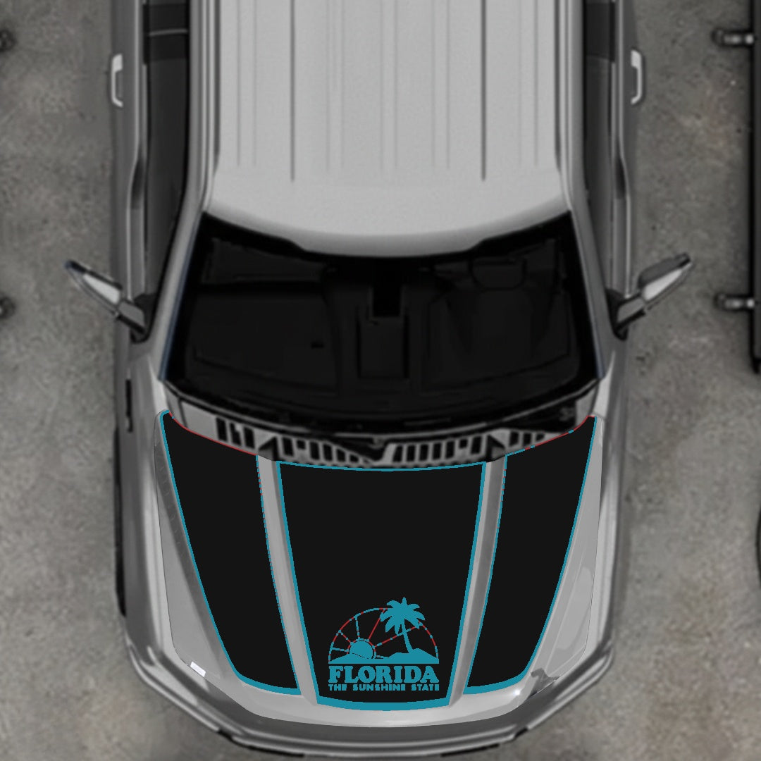 Hood Panel Decal/Sticker - Flordia - Border Graphic Kit - For Ford F-150 2020-2026 - Premium Vinyl