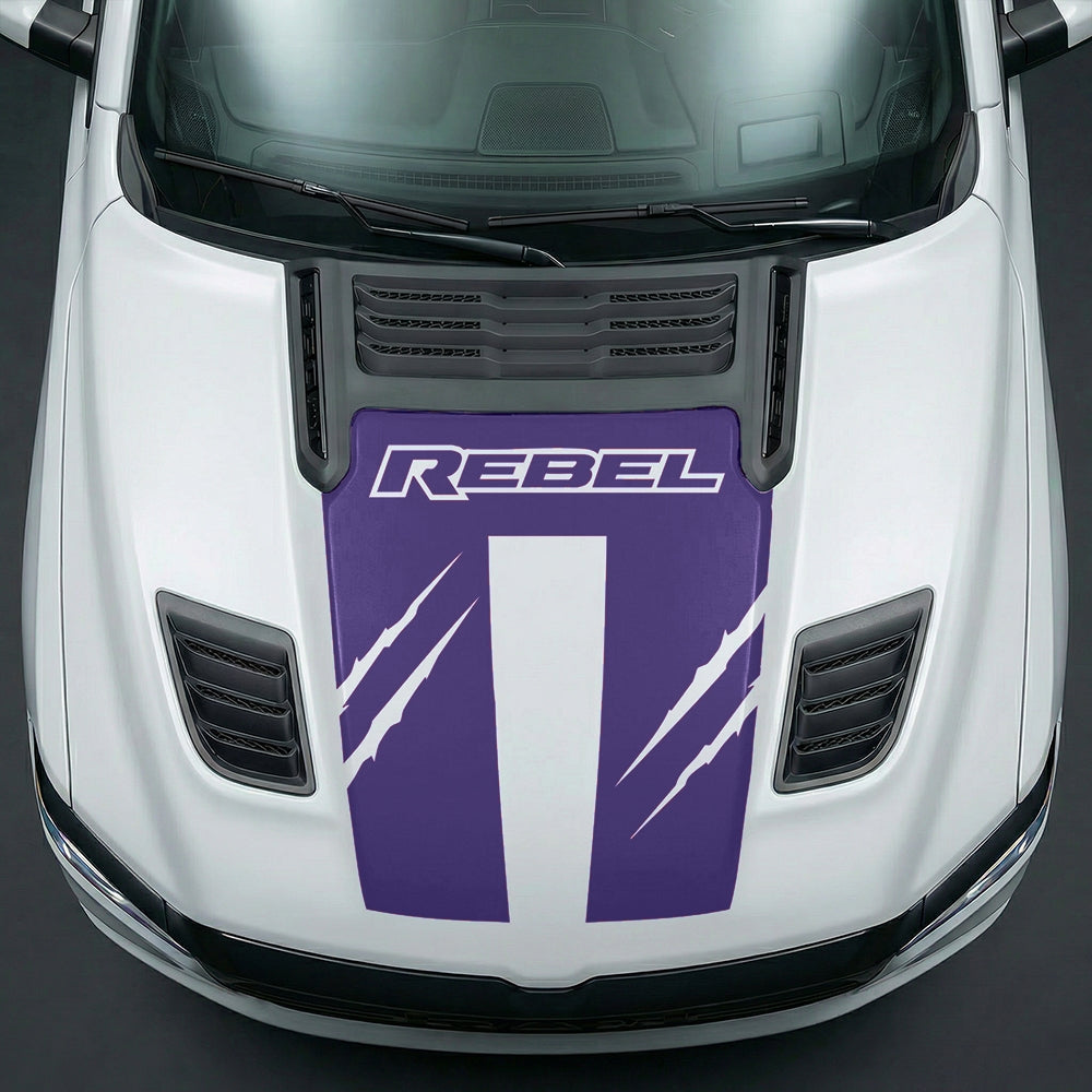 Hood Panel Decal/Sticker - Dodge RAM Rebel Claw Scratch U-Shape Stripe Graphic Kit - For Dodge Ram 2019-2025 - Premium Vinyl