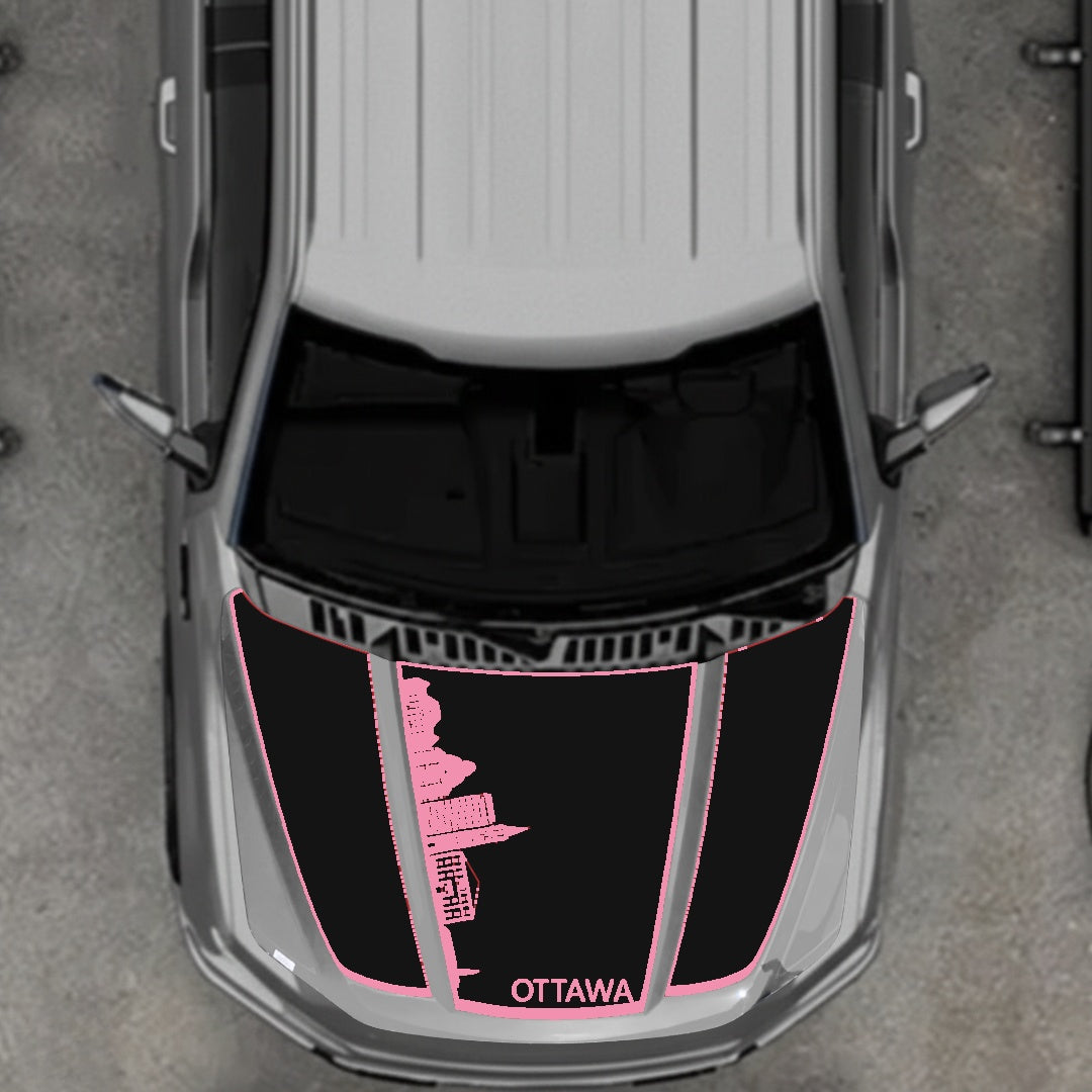 Hood Panel Decal/Sticker - Ottawa Skyline - Border Graphic Kit - For Ford F-150 2020-2026 - Premium Vinyl