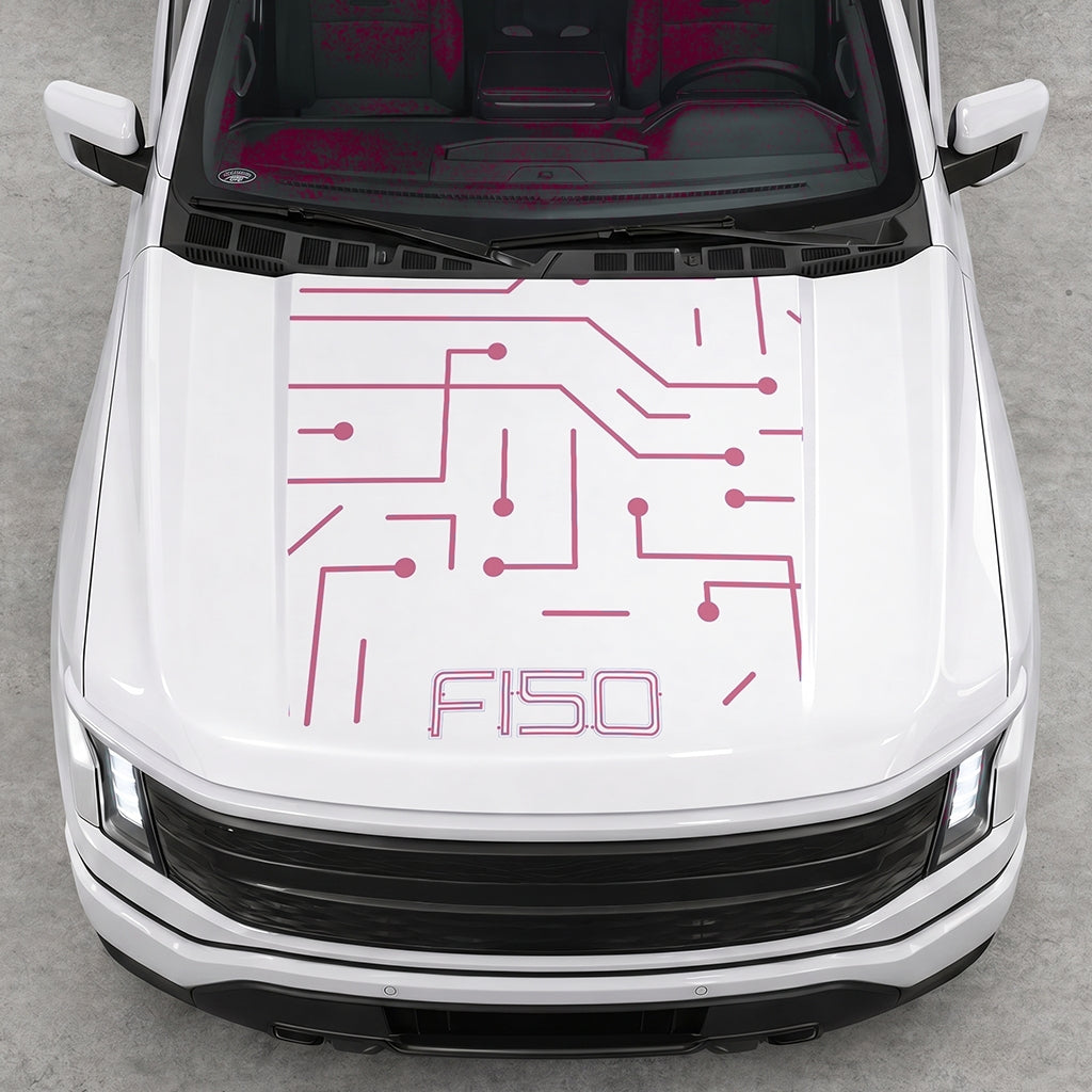 Hood Panel Decal/Sticker - Cut Electric Circuit Graphic Decal Graphic Kit - For FORD F-150 2015-2020 - Premium Vinyl
