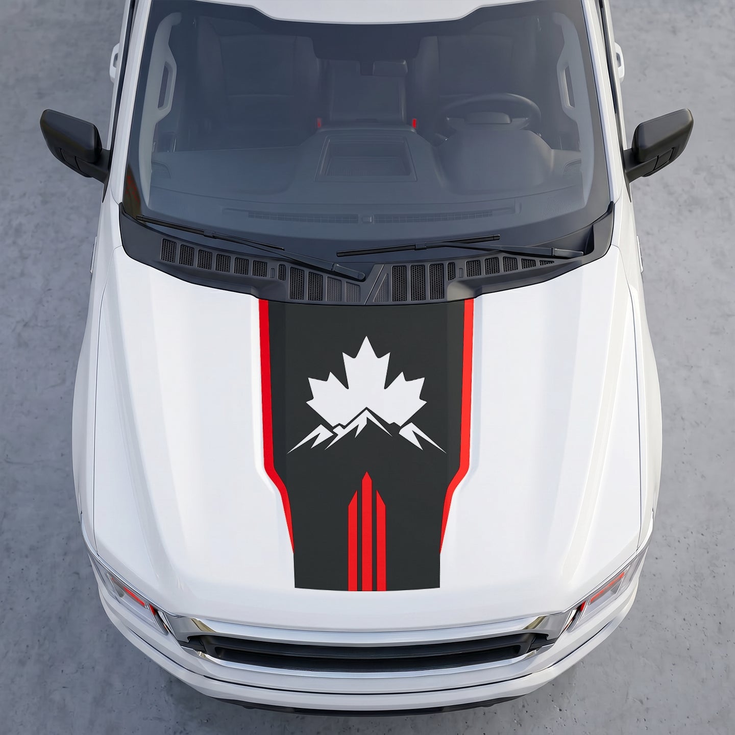 Hood Panel Decal/Sticker - Wilderness Maple Leaf Hood Decal – Evergreen Pine Forest Silhouette Graphic Vinyl Wrap Graphic Kit - For Ford F-150 F150 2015-2020 - Premium Vinyl