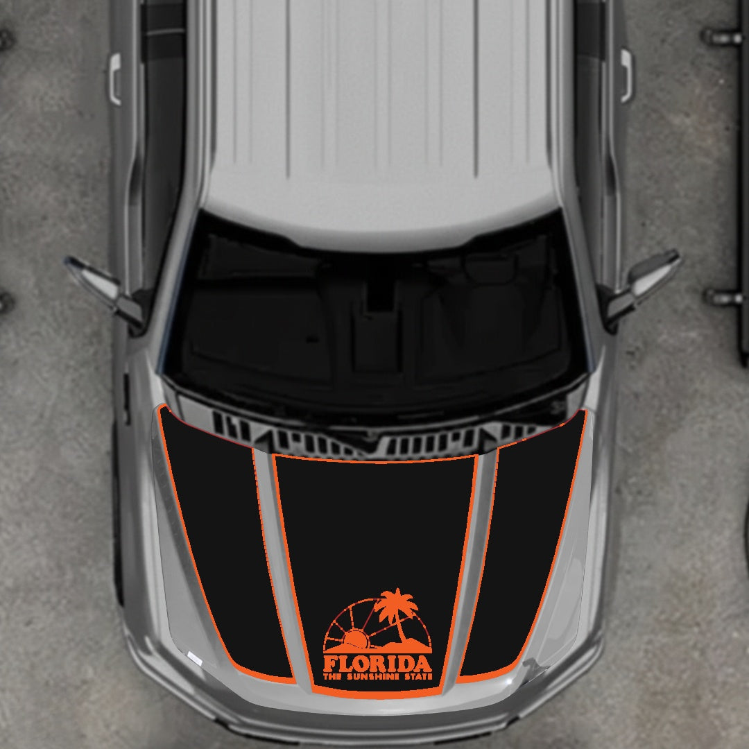 Hood Panel Decal/Sticker - Flordia - Border Graphic Kit - For Ford F-150 2020-2026 - Premium Vinyl