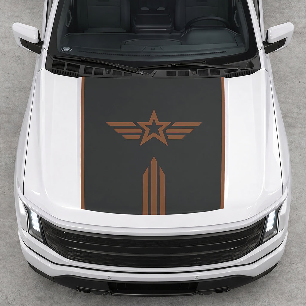 Hood Panel Decal/Sticker - Winged Star Graphic Decal Graphic Kit - For Ford F-150 2015-2020 - Premium Vinyl
