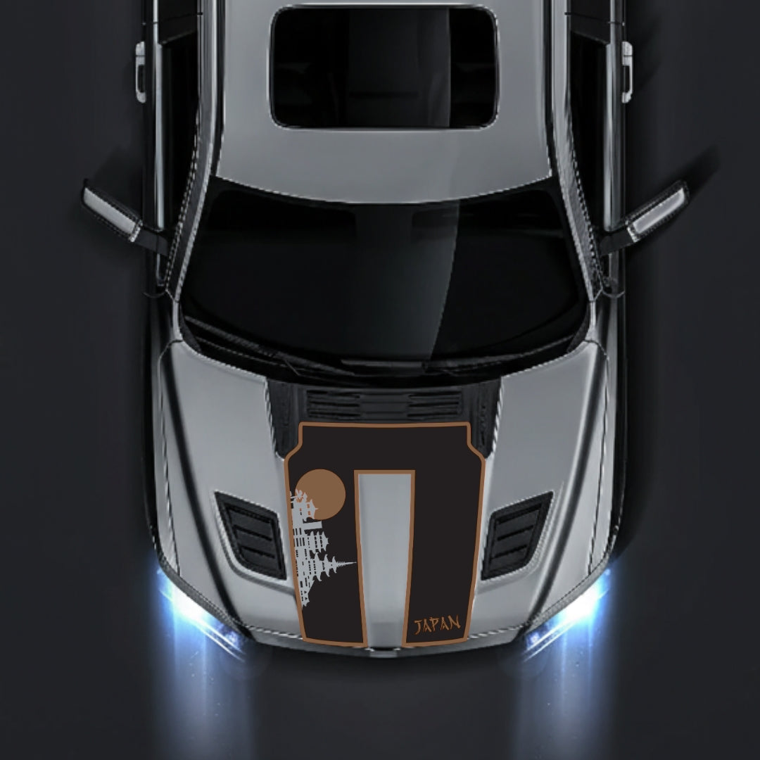 Performance Hood Panel Decal/Sticker - Japan Skyline - Cut - Border Graphic Kit - For Dodge RAM 1500 2019-2025 - Premium Vinyl