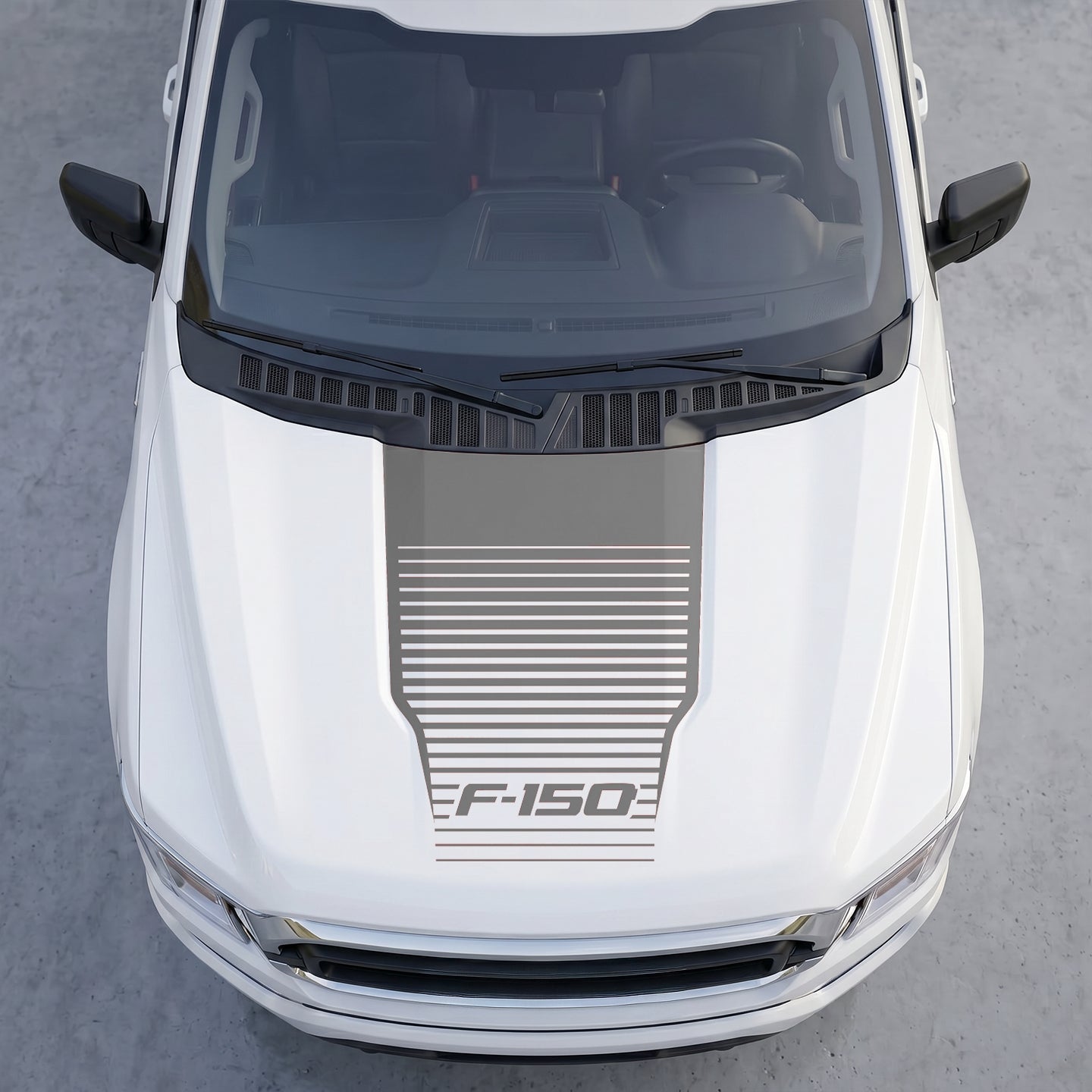 Hood Panel Decal/Sticker - Speedline Fade Hood Decal Wrap – Solid Center Shield with Horizontal Louver Stripe Grille Graphic Kit - For Ford F-150 F150 2015-2020 - Premium Vinyl