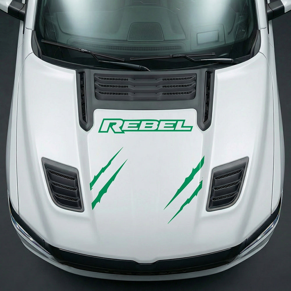 Hood Panel Decal/Sticker - Dodge RAM Rebel Claw Scratch U-Shape Stripe - Cut Graphic Kit - For Dodge Ram 2019-2025 - Premium Vinyl
