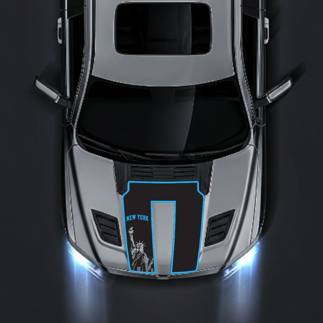 Hood Panel Decal/Sticker - New York - Cut - Border Graphic Kit - For Dodge RAM 1500 2019-2025 - Premium Vinyl