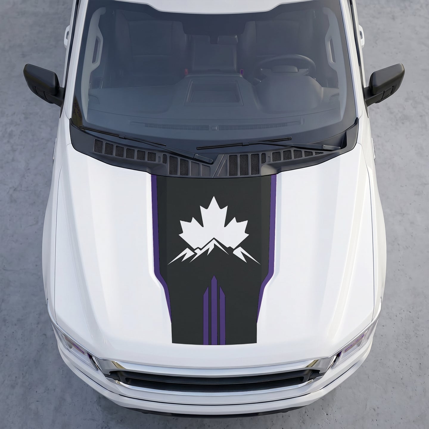 Hood Panel Decal/Sticker - Wilderness Maple Leaf Hood Decal – Evergreen Pine Forest Silhouette Graphic Vinyl Wrap Graphic Kit - For Ford F-150 F150 2015-2020 - Premium Vinyl