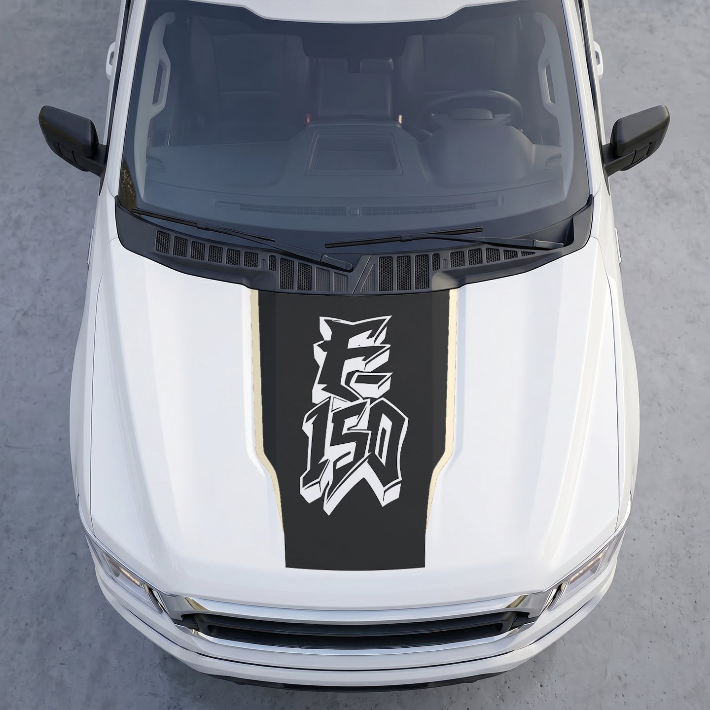Hood Panel Decal/Sticker - Street Style Graffiti Hood Decal – Matte Black Wrap with 3D Urban Font Graphic Kit - For Ford F-150 F150 2015-2020 - Premium Vinyl