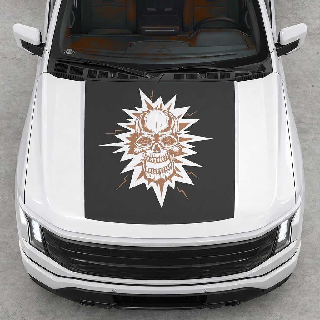 Hood Panel Decal/Sticker - Electric Skull Graphic Decal Graphic Kit - For FORD F-150 2015-2020 - Premium Vinyl