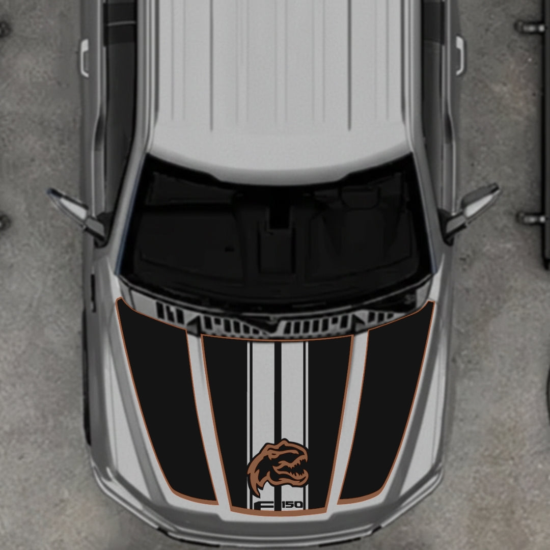 Hood Panel Decal/Sticker - Rex - Cut - Border Graphic Kit - For Ford F-150 2020-2026 - Premium Vinyl