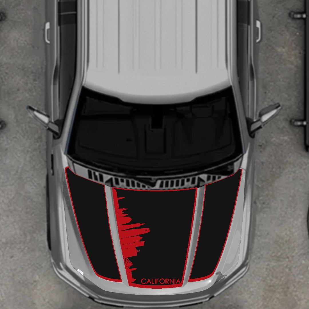 Hood Panel Decal/Sticker - California Skyline - Border Graphic Kit - For Ford F-150 2020-2026 - Premium Vinyl