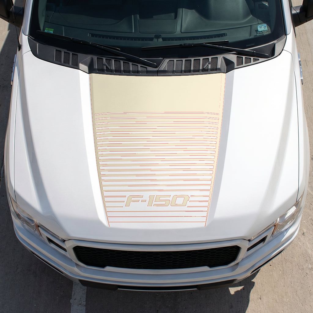 Hood Panel Decal/Sticker - Waves Graphic Decal Graphic Kit - For Ford F-150 2015-2020 - Premium Vinyl