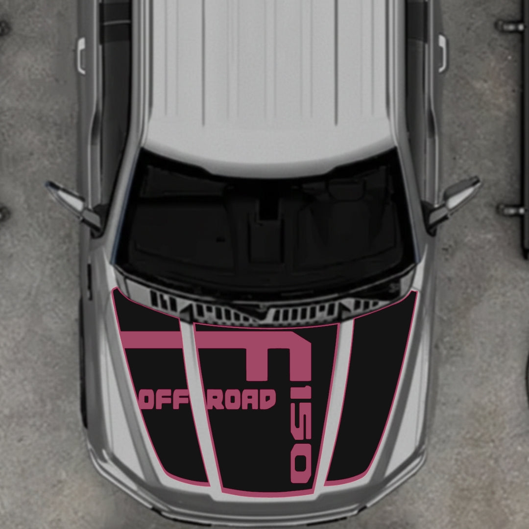Hood Panel Decal/Sticker - Style 6 - Border Graphic Kit - For Ford F-150 2020-2026 - Premium Vinyl