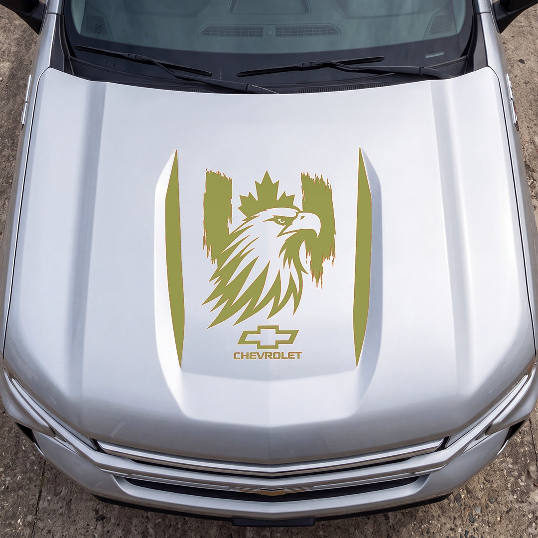 Hood Panel Decal/Sticker - Proud Canadaian Eagle Head Graphic Decal Graphic Kit - For Chevrolet Silverado 2019-2024 - Premium Vinyl