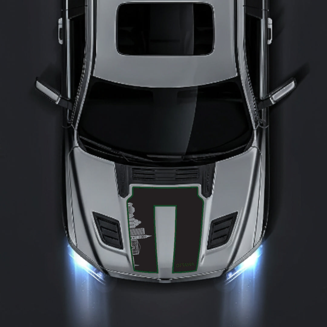 Hood Panel Decal/Sticker - Ottawa Skyline - Cut - Border Graphic Kit - For Dodge RAM 1500 2019-2025 - Premium Vinyl