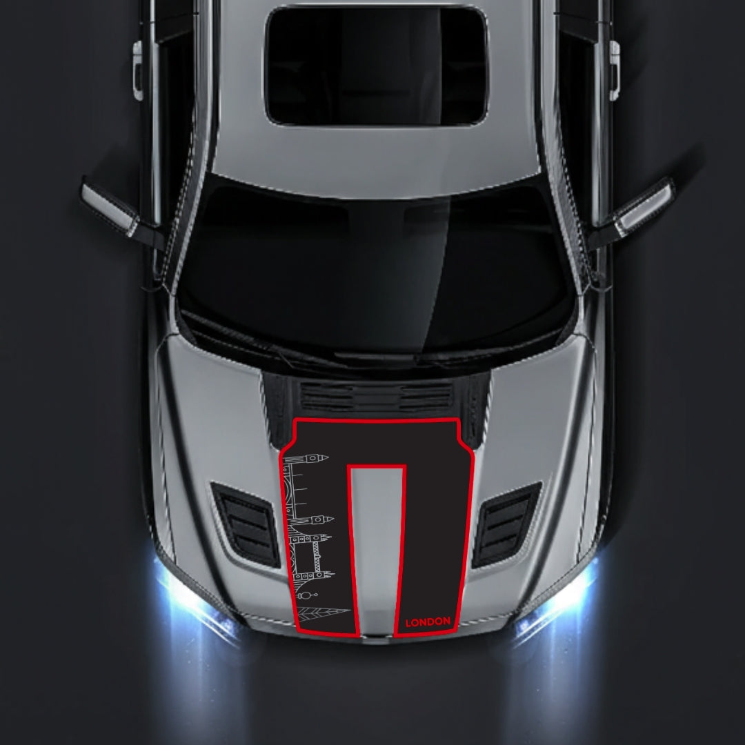 Performance Hood Panel Decal/Sticker - London Skyline - Cut - Border Graphic Kit - For Dodge RAM 1500 2019-2025 - Premium Vinyl