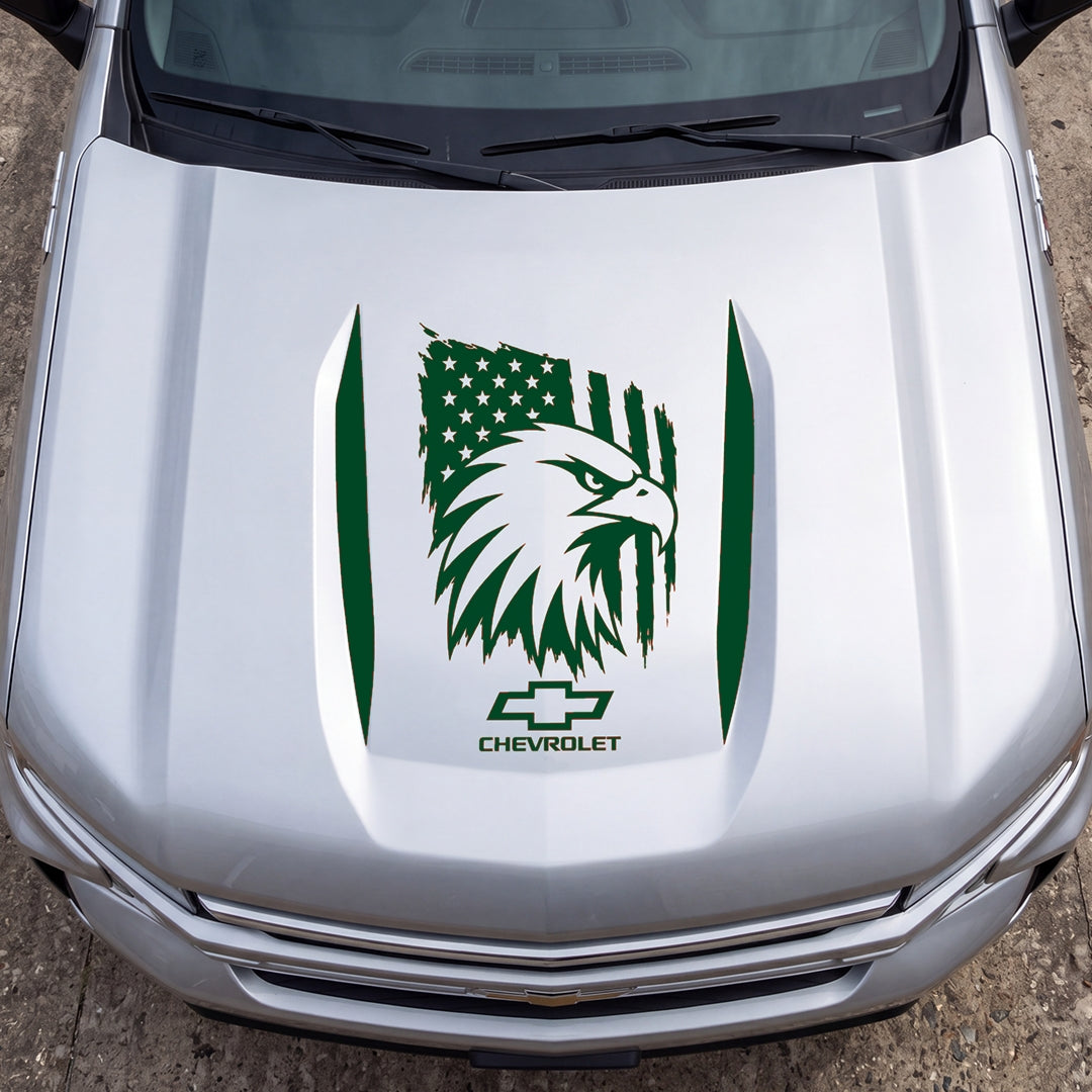 Hood Panel Decal/Sticker - American Eagle Head Graphic Decal Graphic Kit - For Chevrolet Silverado 2019-2024 - Premium Vinyl