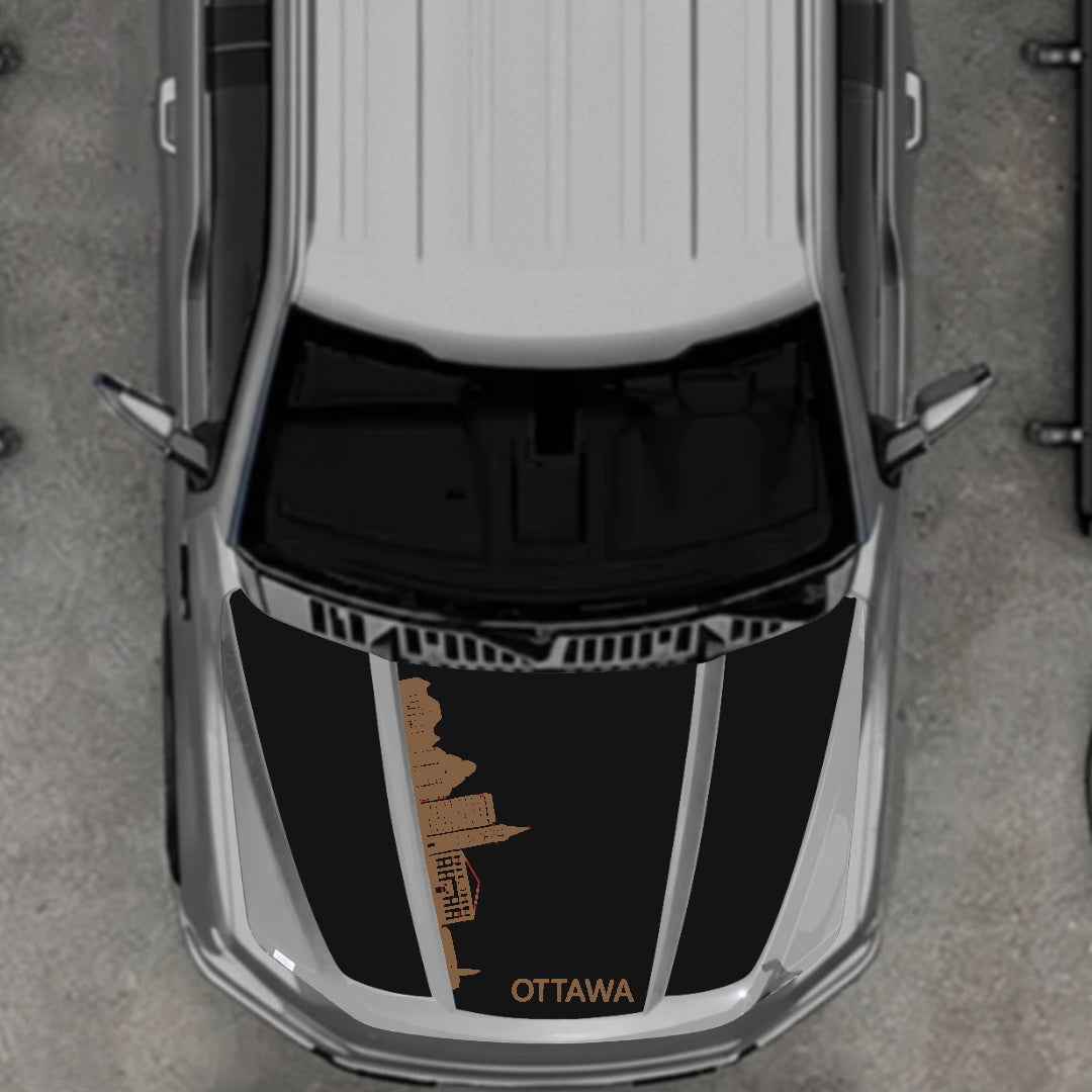 Hood Panel Decal/Sticker - Ottawa Skyline Graphic Kit - For Ford F-150 2020-2026 - Premium Vinyl